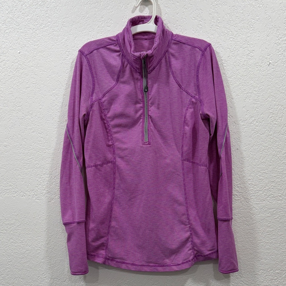 Tangerine Purple Quarter-Zip Workout Pullover, Small with Reflective strips